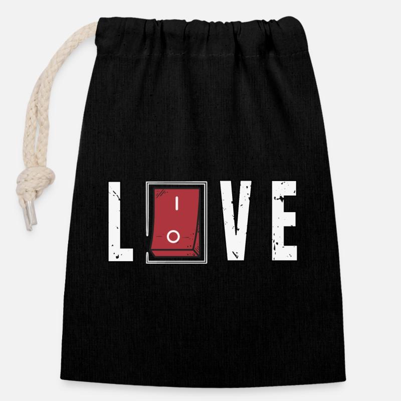Love Reciprocated - Closable cotton gift bag (14x20cm) - black