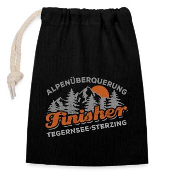 Alpenüberquerung Finisher Tegernsee Sterzing - Verschließbarer Geschenkbeutel aus Baumwolle (14x20cm) - Schwarz - Vorne