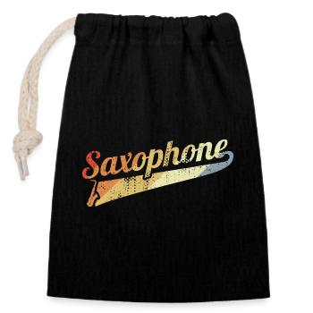 Vintage Saxophone - Closable cotton gift bag (14x20cm) - black - Front
