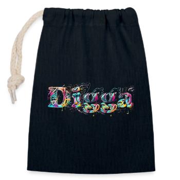 Digga - Grafitti - Sac cadeau en coton avec cordon (14 x 20 cm) - bleu marine - Devant
