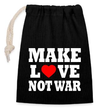 Make love not war - Verschließbarer Geschenkbeutel aus Baumwolle (14x20cm) - Schwarz - Vorne