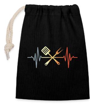 Wooden spoon palpitations - Closable cotton gift bag (14x20cm) - black - Front