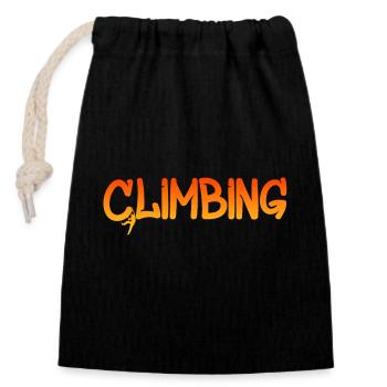 Climbing Klettern Bouldern klettern Kletterwand - Verschließbarer Geschenkbeutel aus Baumwolle (14x20cm) - Schwarz - Vorne