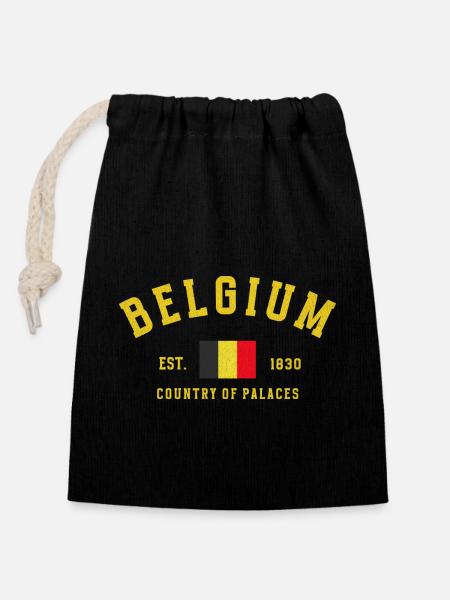 Belgium Est 1830 Vintage - Closable cotton gift bag (14x20cm) - black