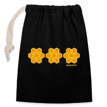 Imker Bienenflüsterer Bienenkönigin Honigdealer - Verschließbarer Geschenkbeutel aus Baumwolle (14x20cm) - Schwarz - Vorne