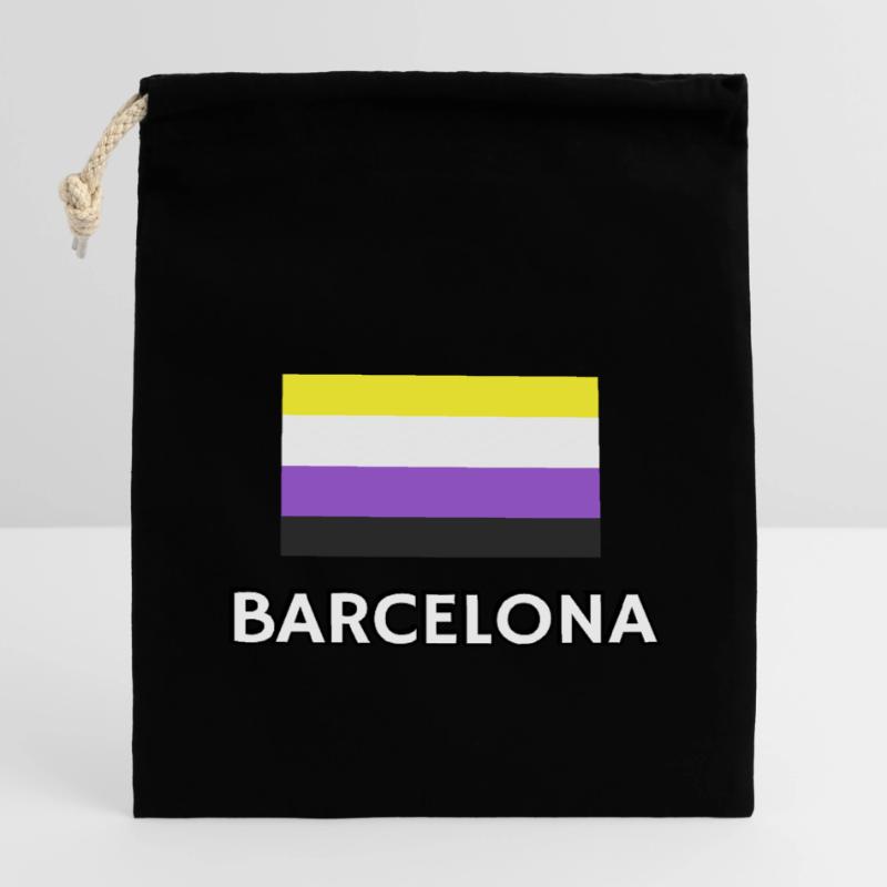 Non binary Pride Flag Barcelona Closable cotton gift bag (14x20cm)