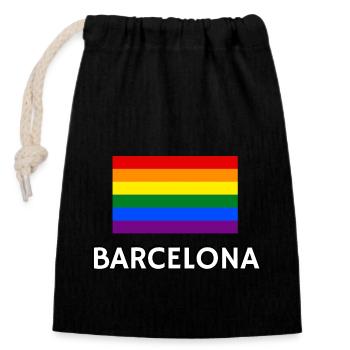 Pride-Flagge Barcelona Pride-Monat, Pride-Marsch - Verschließbarer Geschenkbeutel aus Baumwolle (14x20cm) - Schwarz - Vorne
