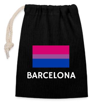 Bi Pride Flagge Barcelona - Verschließbarer Geschenkbeutel aus Baumwolle (14x20cm) - Schwarz - Vorne