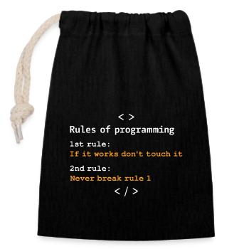 Rules of programming - Closable cotton gift bag (14x20cm) - black - Front