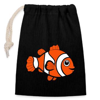 Clownfisch - Verschließbarer Geschenkbeutel aus Baumwolle (14x20cm) - Schwarz - Vorne