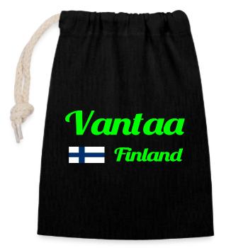 Vantaa Finland Print - Closable cotton gift bag (14x20cm) - black - Front