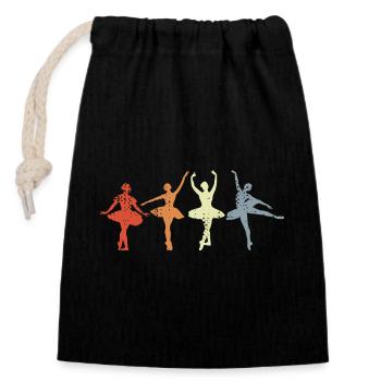 Ballet Fille Danse Look Vintage - Sac cadeau en coton avec cordon (14 x 20 cm) - noir - Devant