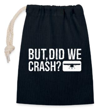 but did we crash - Closable cotton gift bag (14x20cm) - navy - Front