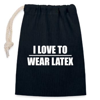 Schrift Design "I love to wear Latex" - Verschließbarer Geschenkbeutel aus Baumwolle (14x20cm) - Navy - Vorne