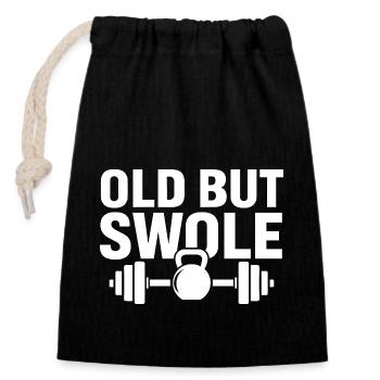 Fitness Motivation Bodybuilder Old But Swole Gym - Closable cotton gift bag (14x20cm) - black - Front
