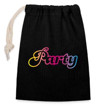 Party Schnörkel feiern bunt Regenbogen Kontur Fun - Verschließbarer Geschenkbeutel aus Baumwolle (14x20cm) - Schwarz - Vorne