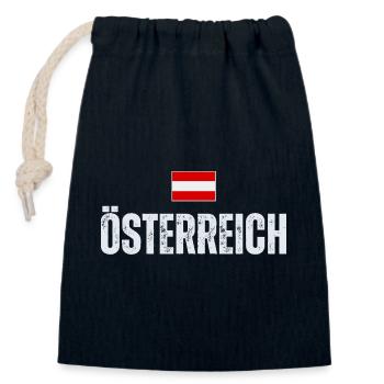 Drapeau autrichien, patriote autrichien - Sac cadeau en coton avec cordon (14 x 20 cm) - bleu marine - Devant