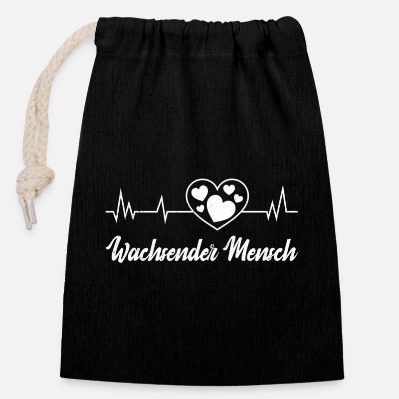 Werdende Mutter WACHSENDER MENSCH Lustig - Verschließbarer Geschenkbeutel aus Baumwolle (14x20cm) - Schwarz