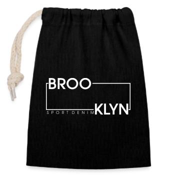 Stilvolles Brooklyn Sporttrend Design - Verschließbarer Geschenkbeutel aus Baumwolle (14x20cm) - Schwarz - Vorne