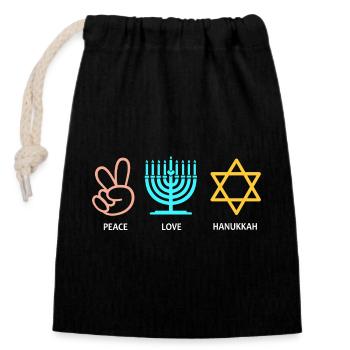 Hanukkah Chanukkah Hanukah - Closable cotton gift bag (14x20cm) - black - Front