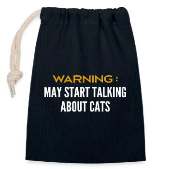 Attention peut parler de chats - Sac cadeau en coton avec cordon (14 x 20 cm) - bleu marine - Devant