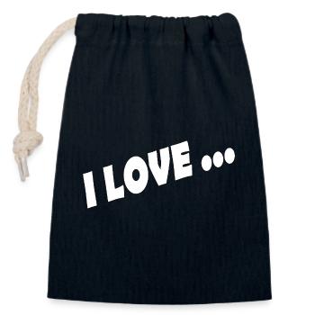 I LOVE - Verschließbarer Geschenkbeutel aus Baumwolle (14x20cm) - Navy - Vorne