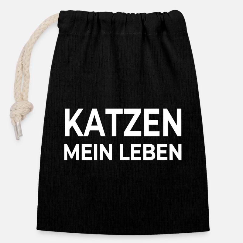 Katzen - Verschließbarer Geschenkbeutel aus Baumwolle (14x20cm) - Schwarz