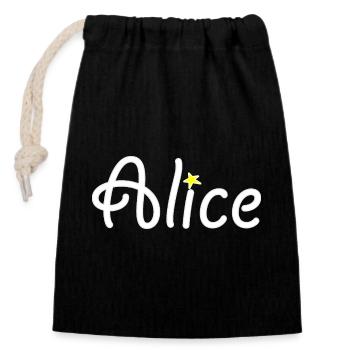 Alice - Sac cadeau en coton avec cordon (14 x 20 cm) - noir - Devant