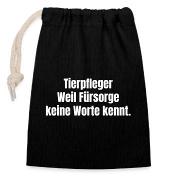Tierpfleger Fürsorge Botschaft - Verschließbarer Geschenkbeutel aus Baumwolle (14x20cm) - Schwarz - Vorne