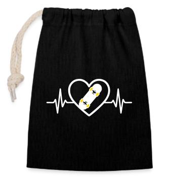 Skateboard Cœur Sport Urbain Street Passion - Sac cadeau en coton avec cordon (14 x 20 cm) - noir - Devant