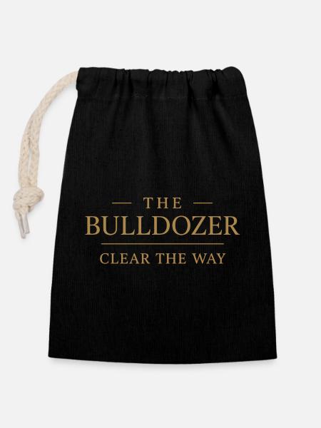 The Bulldozer – Edles Goldlogo Design - Verschließbarer Geschenkbeutel aus Baumwolle (14x20cm) - Schwarz