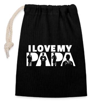 I Love My Papa Doctor Medical Doctor Father Dad - Closable cotton gift bag (14x20cm) - black - Front