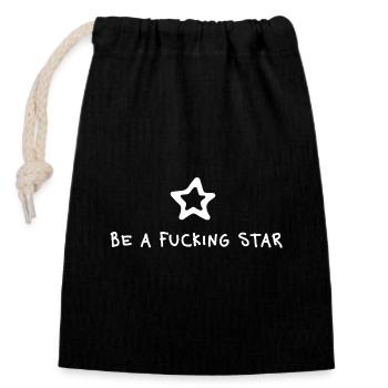 Be a fucking Star – Gen Z Statement Minimal - Sac cadeau en coton avec cordon (14 x 20 cm) - noir - Devant