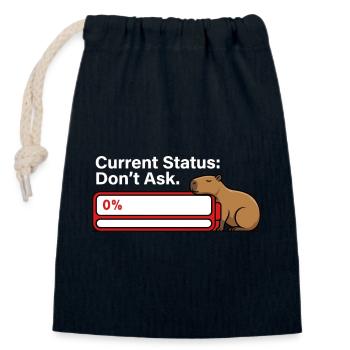 Capybara Fatigué Batterie Vide Humour - Sac cadeau en coton avec cordon (14 x 20 cm) - bleu marine - Devant