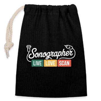 Sonographer Live Love Scan - Verschließbarer Geschenkbeutel aus Baumwolle (14x20cm) - Schwarz - Vorne