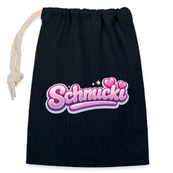 Schnucki Pink Bubble Schrift - Verschließbarer Geschenkbeutel aus Baumwolle (14x20cm) - Navy - Vorne