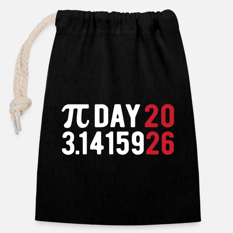 Pi Day 2026 avec le jeu des chiffres | Numéro de district 3.1415 - Sac cadeau en coton avec cordon (14 x 20 cm) - noir