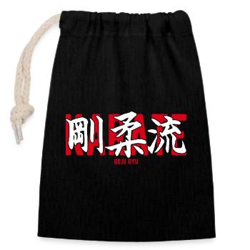 Goju Ryu Karate Martial Arts Dojo Kanji Japon - Sac cadeau en coton avec cordon (14 x 20 cm) - noir - Devant