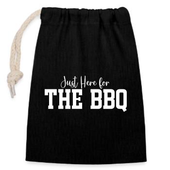 Je suis juste là pour le barbecue - Sac cadeau en coton avec cordon (14 x 20 cm) - noir - Devant