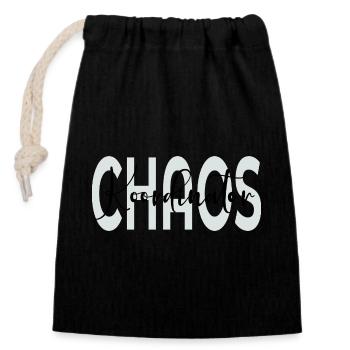 Papa coordinateur du chaos - Sac cadeau en coton avec cordon (14 x 20 cm) - noir - Devant