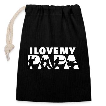 I Love My Judo Papa Martial Arts Silhouette - Closable cotton gift bag (14x20cm) - black - Front