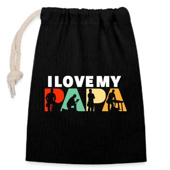 I Love My Papa Carpenter Woodworker Silhouette - Closable cotton gift bag (14x20cm) - black - Front