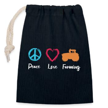 Agriculture Paix Amour - Sac cadeau en coton avec cordon (14 x 20 cm) - bleu marine - Devant