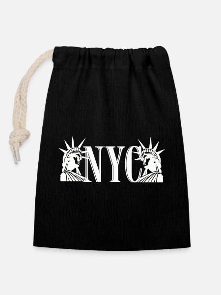 NYC Liberty Monogram Silhouette - Verschließbarer Geschenkbeutel aus Baumwolle (14x20cm) - Schwarz