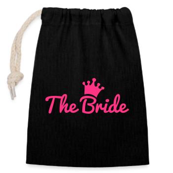 bride - Closable cotton gift bag (14x20cm) - black - Front