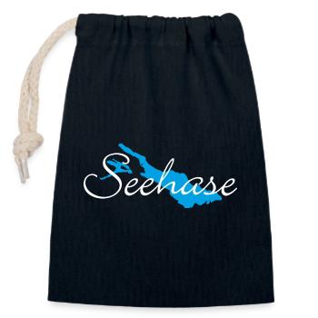 Seehase vom Bodensee für dunkle Shirts - Verschließbarer Geschenkbeutel aus Baumwolle (14x20cm) - Navy - Vorne