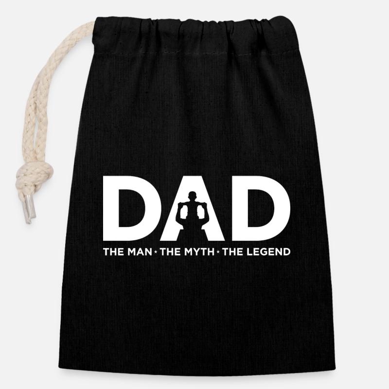 Dad Icon: Bold Silhouette Emblem - Closable cotton gift bag (14x20cm) - black