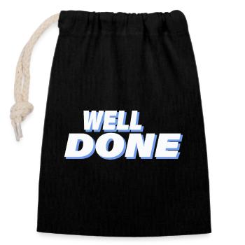 WELL DONE - Closable cotton gift bag (14x20cm) - black - Front