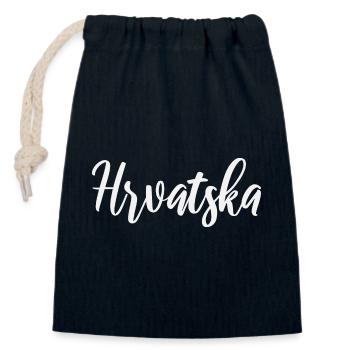 Hrvatska Script Identity - Sac cadeau en coton avec cordon (14 x 20 cm) - bleu marine - Devant
