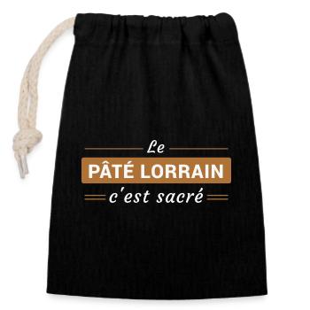 Le Pâté Lorrain, c'est Sacré - Sac cadeau en coton avec cordon (14 x 20 cm) - noir - Devant
